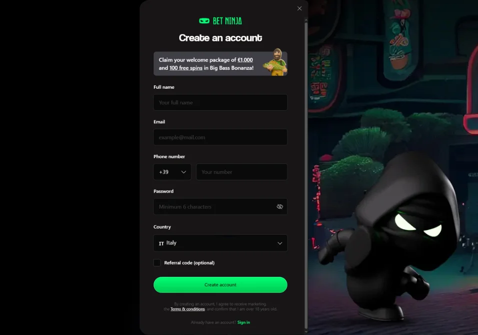 Betninja registratie